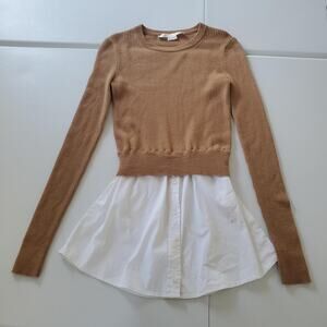 Veronica Beard Sweater Womens XS Button Down Layered Shirt Dressy Top Pullover